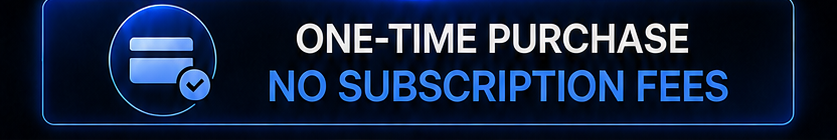 One-time purchase with no subscription fees